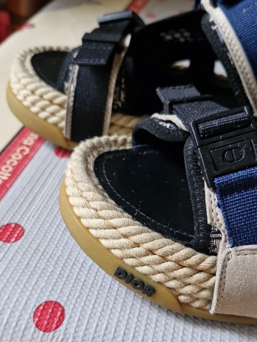 Christian Dior Atlas Navy & Beige  Sandals - Picture 3 of 10